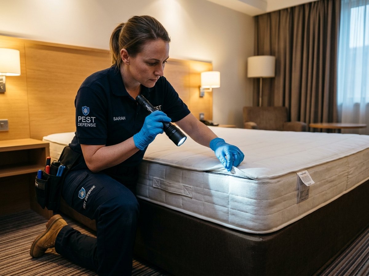 Bed bug inspection in a hotel room