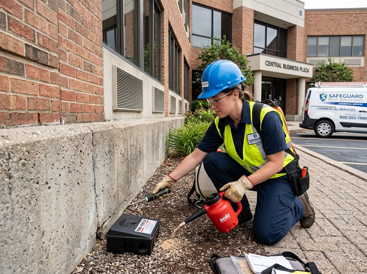 Commercial building rodent control inspection